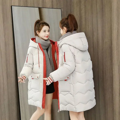 Winter Women Jacket Coats Long Parkas Female Down Cotton Hooded Overcoat Thick Warm Jackets Windproof Casual Student Coat 2026