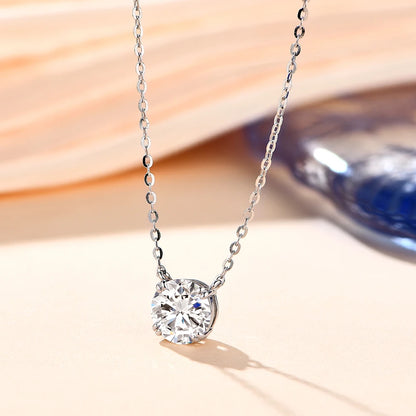 ATTAGEMS Necklace For Woman Pendant Moissanite Diamond 6.5mm 1CT 925 Silver Necklace For Women Chains Party Bridal Fine Jewelry