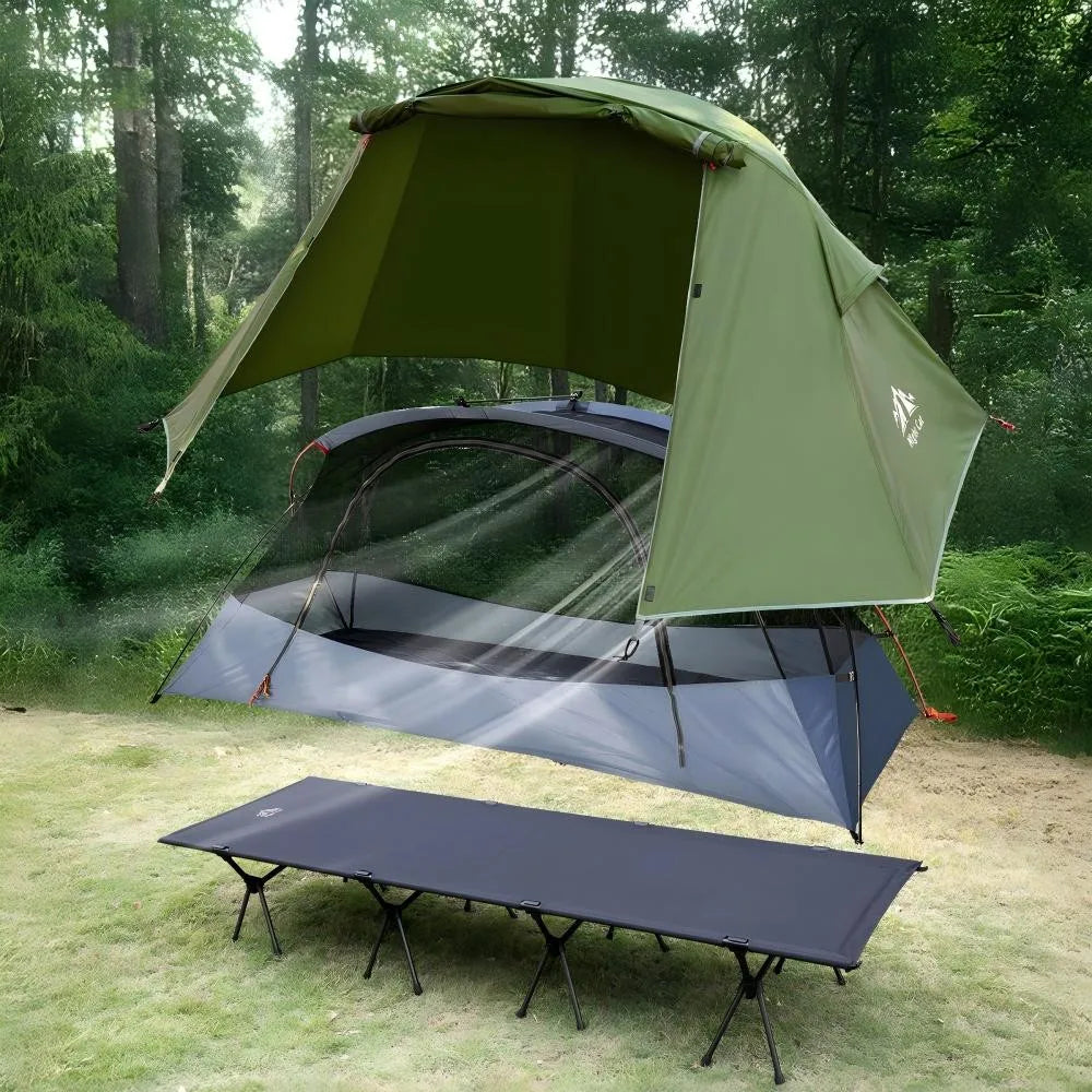 Night Cat 1 Person Elevated Camping Cot Tent 4 Modes Convertible Off-Ground Tent Waterproof Outdoor Mesh Inner Tent Camping Hiking Cot Tent Combo with Vestibule
