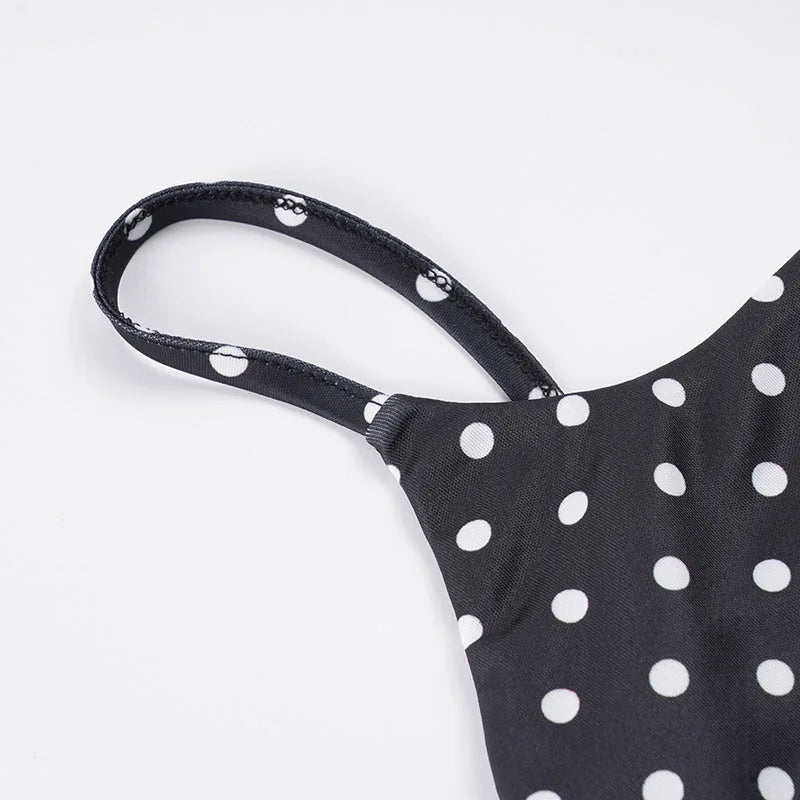SUCHCUTE Sexy Polka-dot Print Backless Jumpsuit For Women Y2k Aesthetic Rompers Party Club Bodysuits Summer One-piece Suit Chic