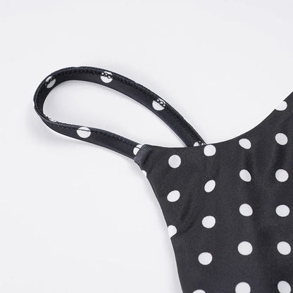 SUCHCUTE Sexy Polka-dot Print Backless Jumpsuit For Women Y2k Aesthetic Rompers Party Club Bodysuits Summer One-piece Suit Chic
