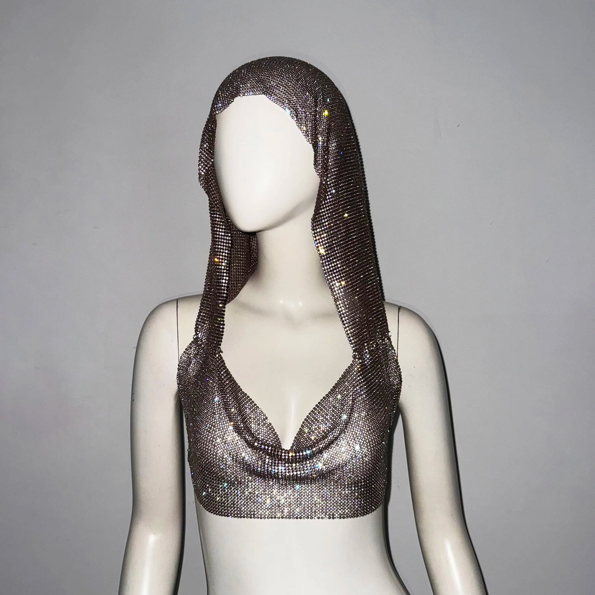 Women Sexy Mesh See Through T Shirt Shiny Rhinestone Fishnet Hollow Out Crop Top Sleeveless Beach Cover Up Party Club Tank Tops