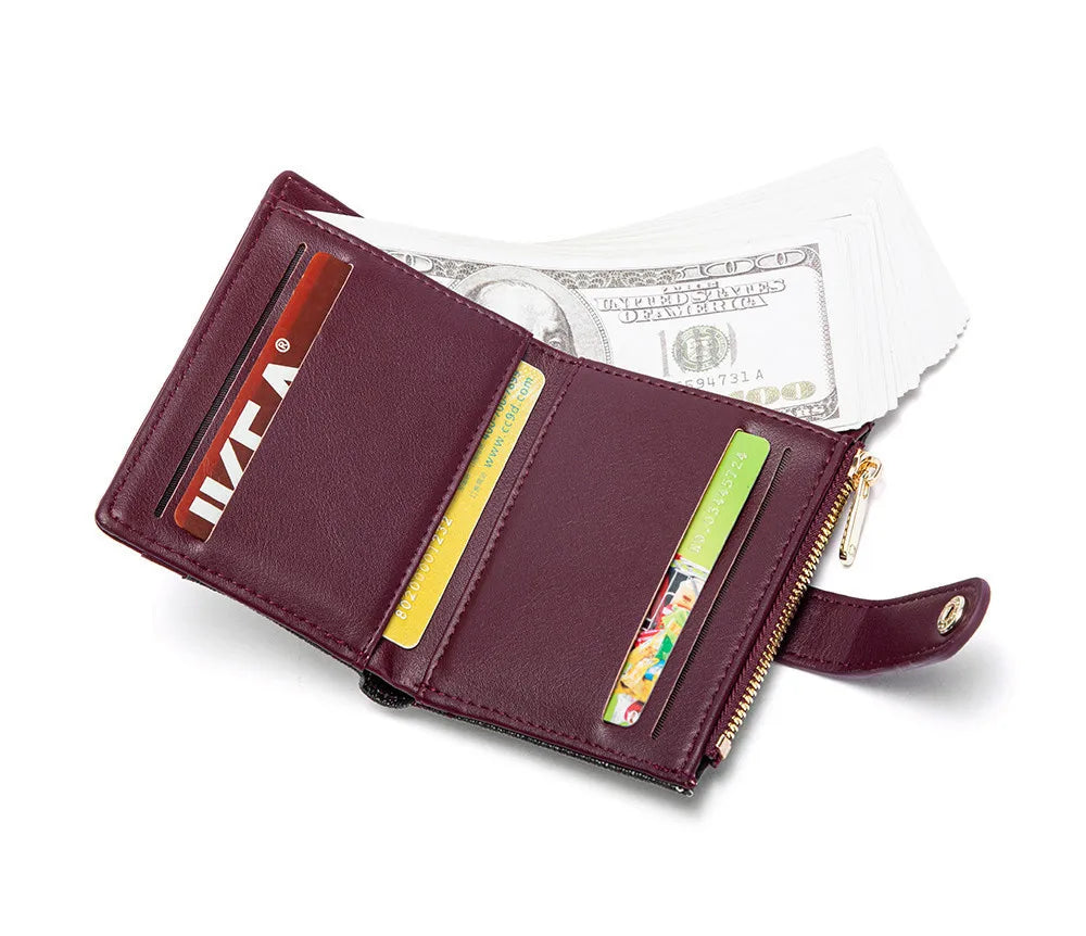 Luxury Brand Classic Retro Square Design Card Case Fashion Button Classic Folding Money Clip Compact Lightweight Luxury Women