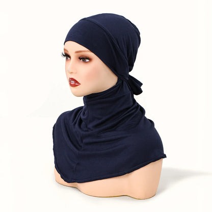 Balaclava Inner Hijabs Women Solid Color Tie Back Elasticity Hijabs Full Cover Head Muslim Soft Cotton Jersey Turban Headscarf