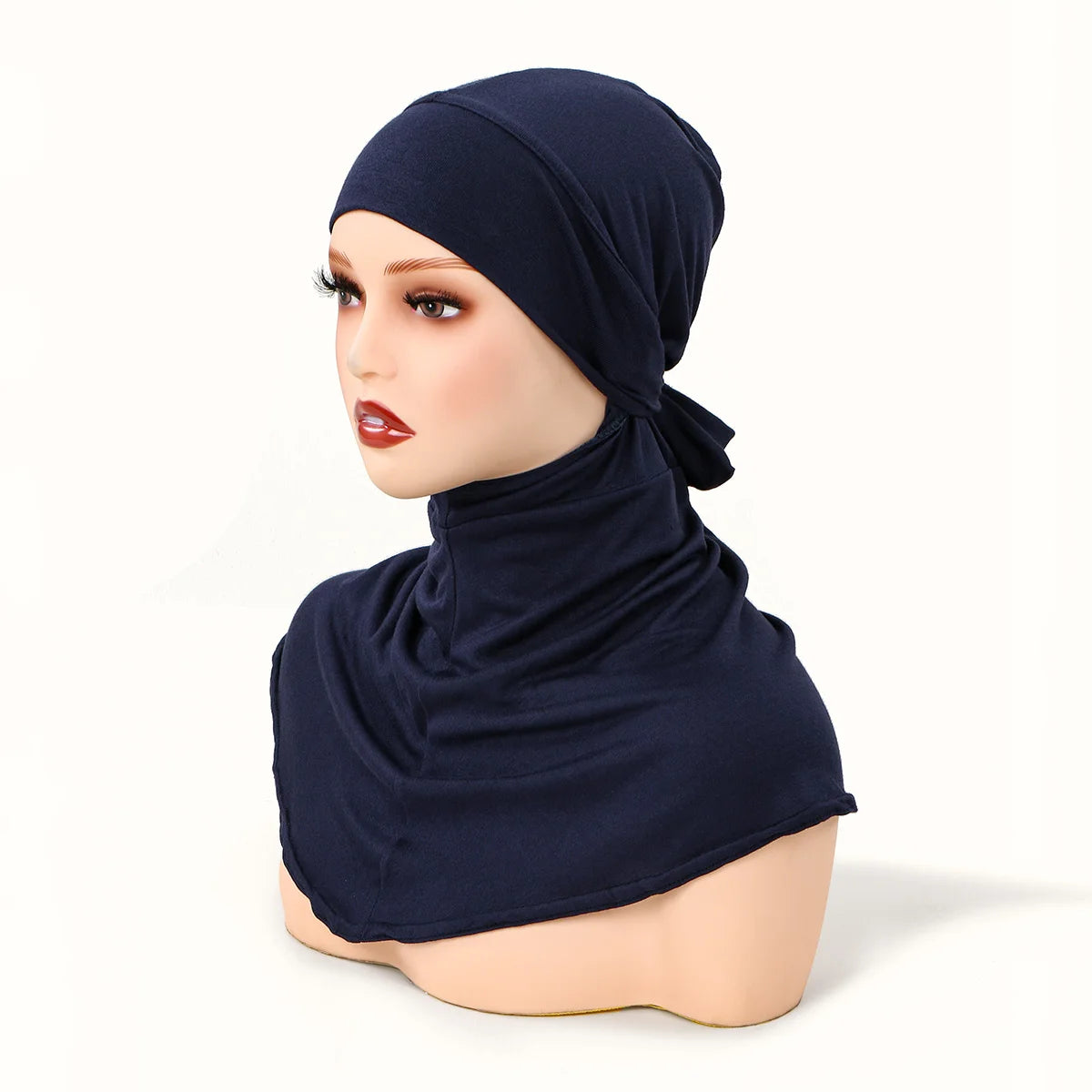 Balaclava Inner Hijabs Women Solid Color Tie Back Elasticity Hijabs Full Cover Head Muslim Soft Cotton Jersey Turban Headscarf