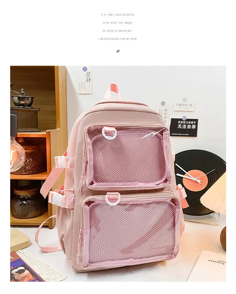 Japanese Kawaii Itabag Women New 2026 Transparent Backpack Women Large Capacity Ita Backpack School Bags for College Student JK