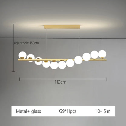 Line Glass Ball Pendant Lights Nordic LED Energy-Efficient Hanging Ceiling Lamp with Adjustable Cord for Dining Room Living Room