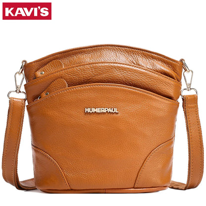 100% Genuine Leather Women Messenger Bags Casual Cell Phone Purse with Adjustable Strap Multiple Pockets Crossbody Shoulder Bag