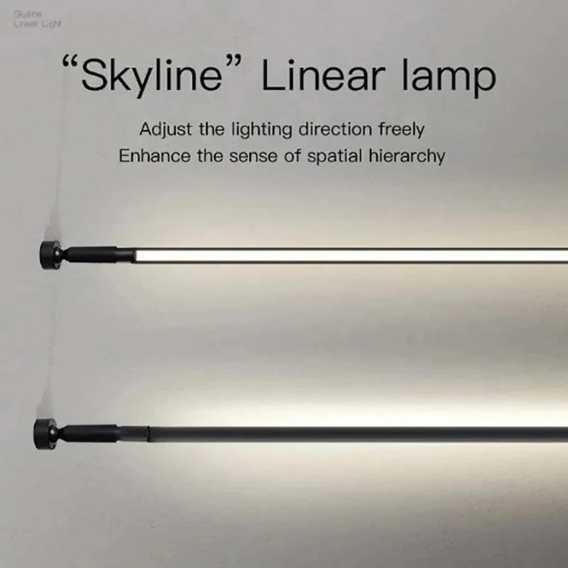 LED black and white skyline steel strip luminous linear no main light decoration, modern creative exhibition hall wall light