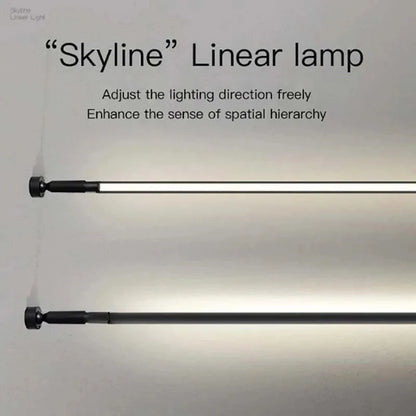 LED black and white skyline steel strip luminous linear no main light decoration, modern creative exhibition hall wall light