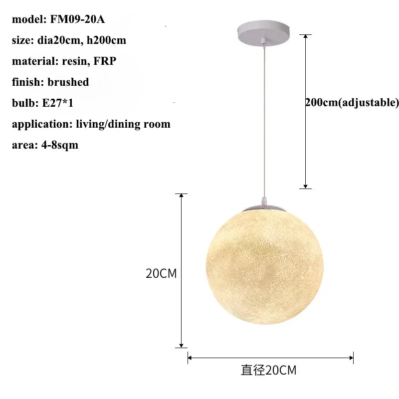 Nordic Moon Led Pendant Lights for Living Room Dining Bedroom Home Decorations Chandelier Cafe Restaurant Hanging Lamp Luminaire