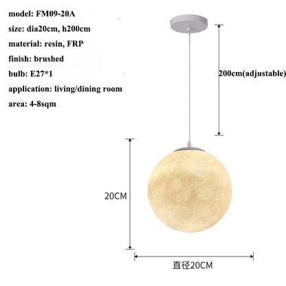 Nordic Moon Led Pendant Lights for Living Room Dining Bedroom Home Decorations Chandelier Cafe Restaurant Hanging Lamp Luminaire