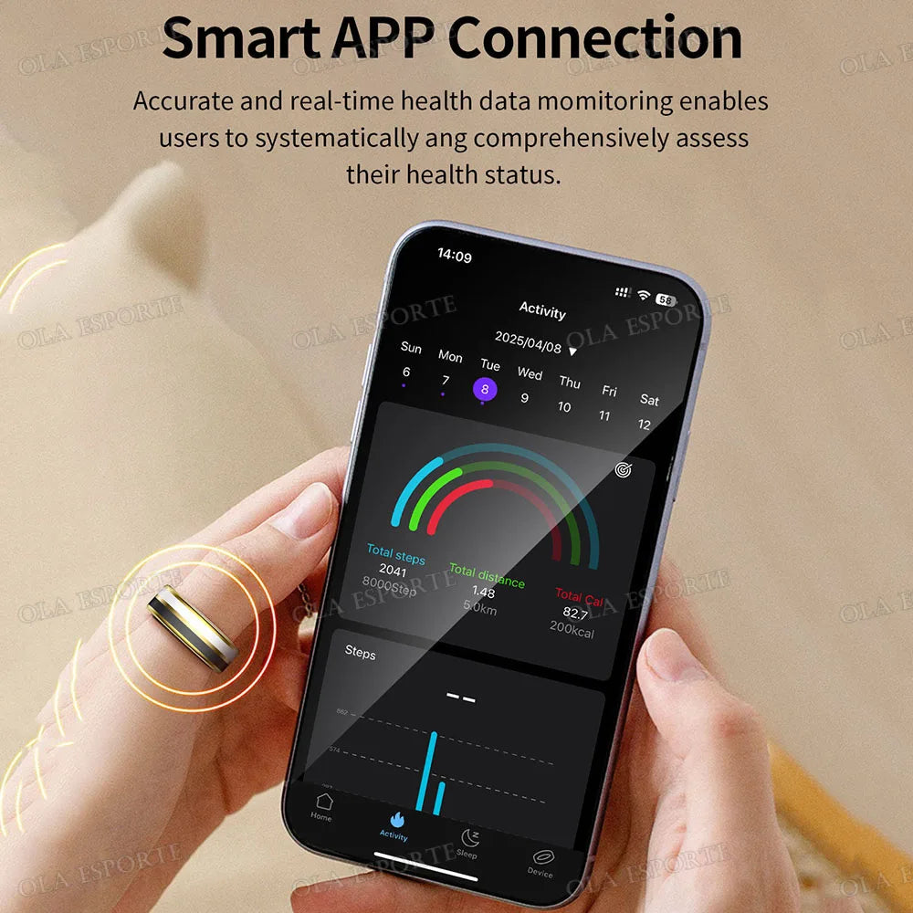2026 Smart Ring Blood Oxygen Heart Rate Sleep Monitoring Smart Ring IP68 & 5ATM Waterproof Multi-sport Modes Smartring Man Women