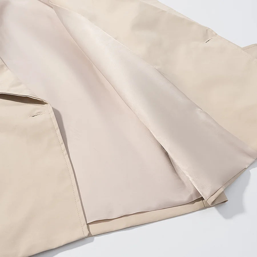 Aliexpress's Best-selling Cross-border European and American Style Women's Solid-color Belted Short Jacket Trench Coat Fashion