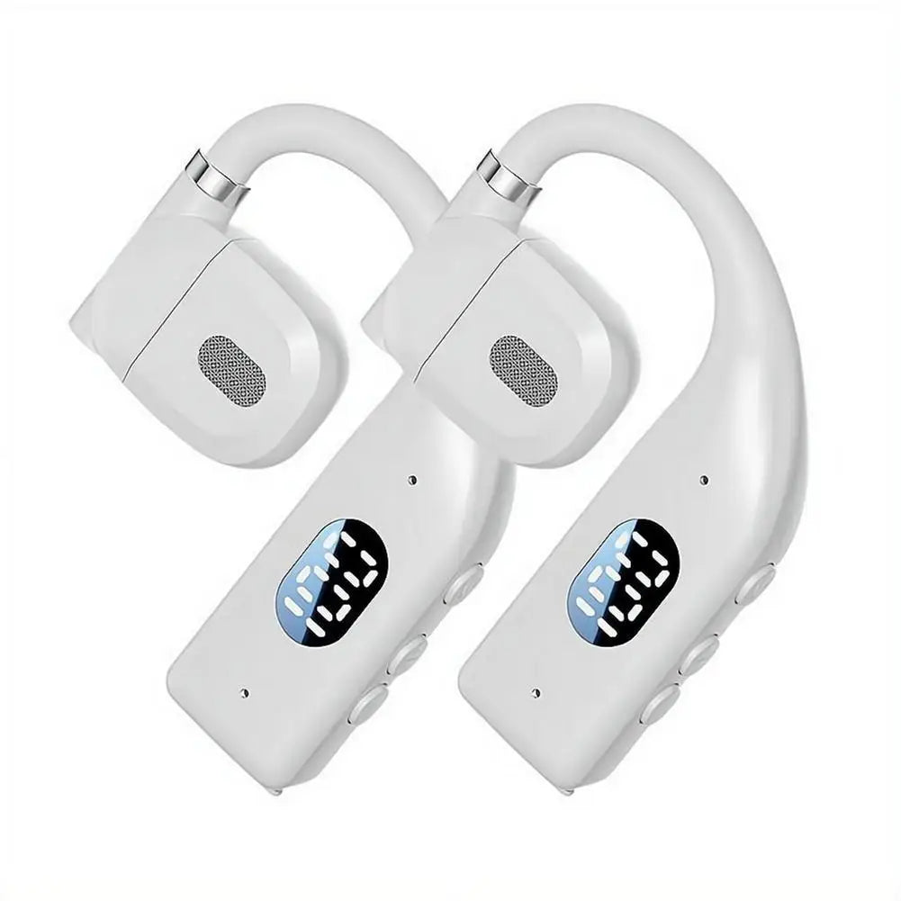 2PCS Bluetooth Ear Hooks Rotatable Earphones LED Digital Display Wireless Sport Headphones Long Battery Life Headset