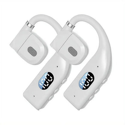 2PCS Bluetooth Ear Hooks Rotatable Earphones LED Digital Display Wireless Sport Headphones Long Battery Life Headset