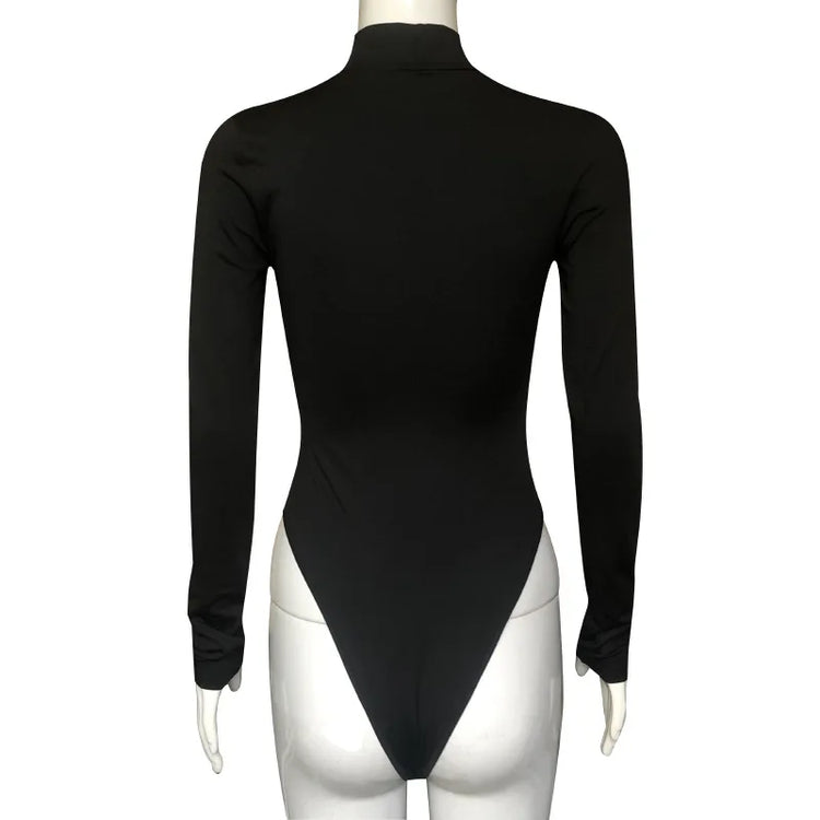 Playsuits women jumpsuits 2026 high-neck long-sleeved base top autumn new sexy see-through rompers women's clothing