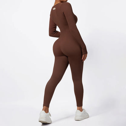 Women Autumn Winter Long Sleeve Jumpsuits Bodycon Slim Fit Streetwear Overall One Piece Bodysuits Outfit Yoga Jumpsuit Women