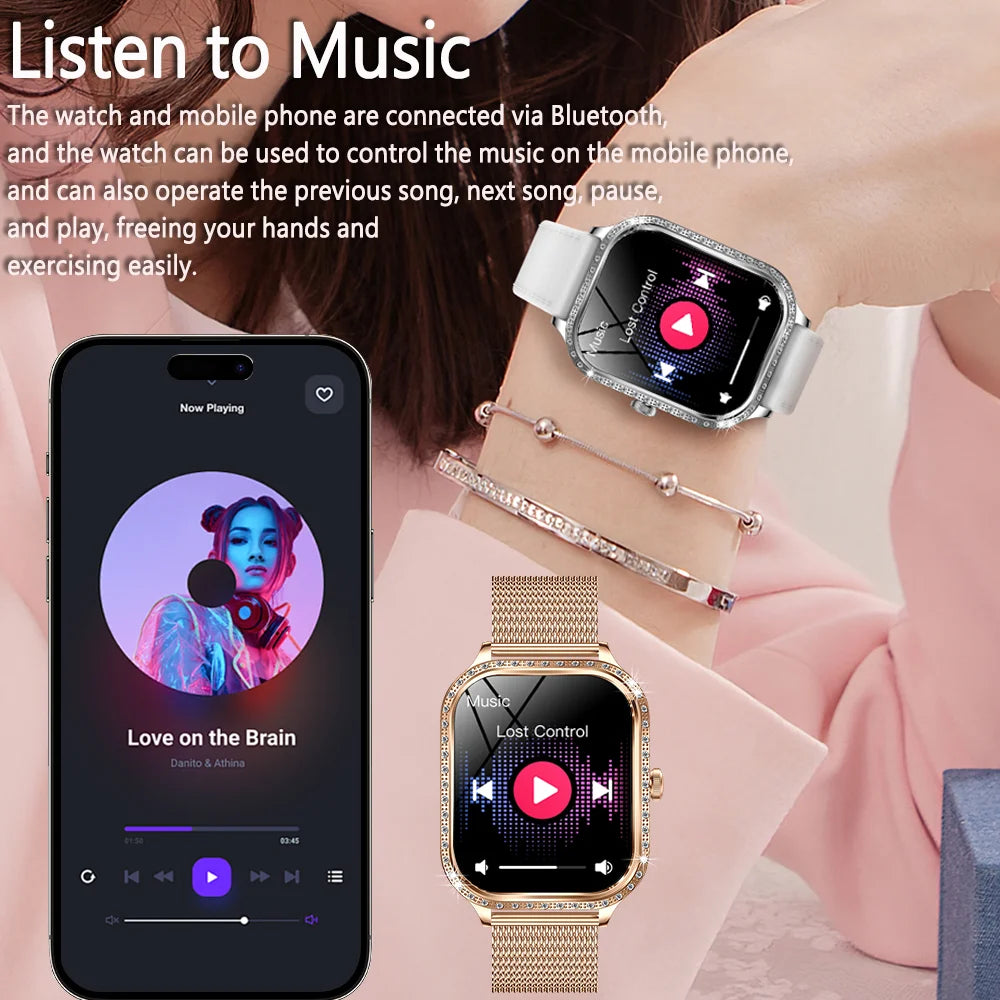 Fashion Women Diamond Watch 1.75 inch 360*360 HD Display Heart Rate Blood Oxygen Monitoring Bluetooth Call Smartwatch 2026 New