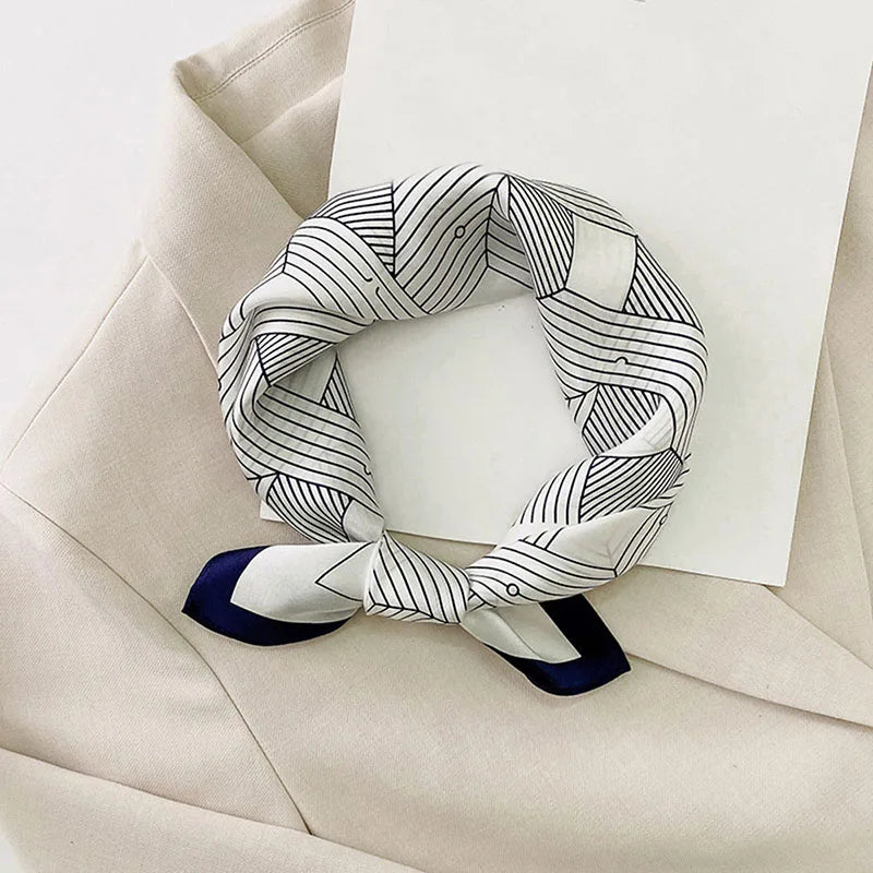 Silk Scarf For Bag Lady Neck Tie 100% Silk Scarf Luxury Brand Print Flower Stripe Plaid Dot Bandana Hair Tie Handkerchief Gifts