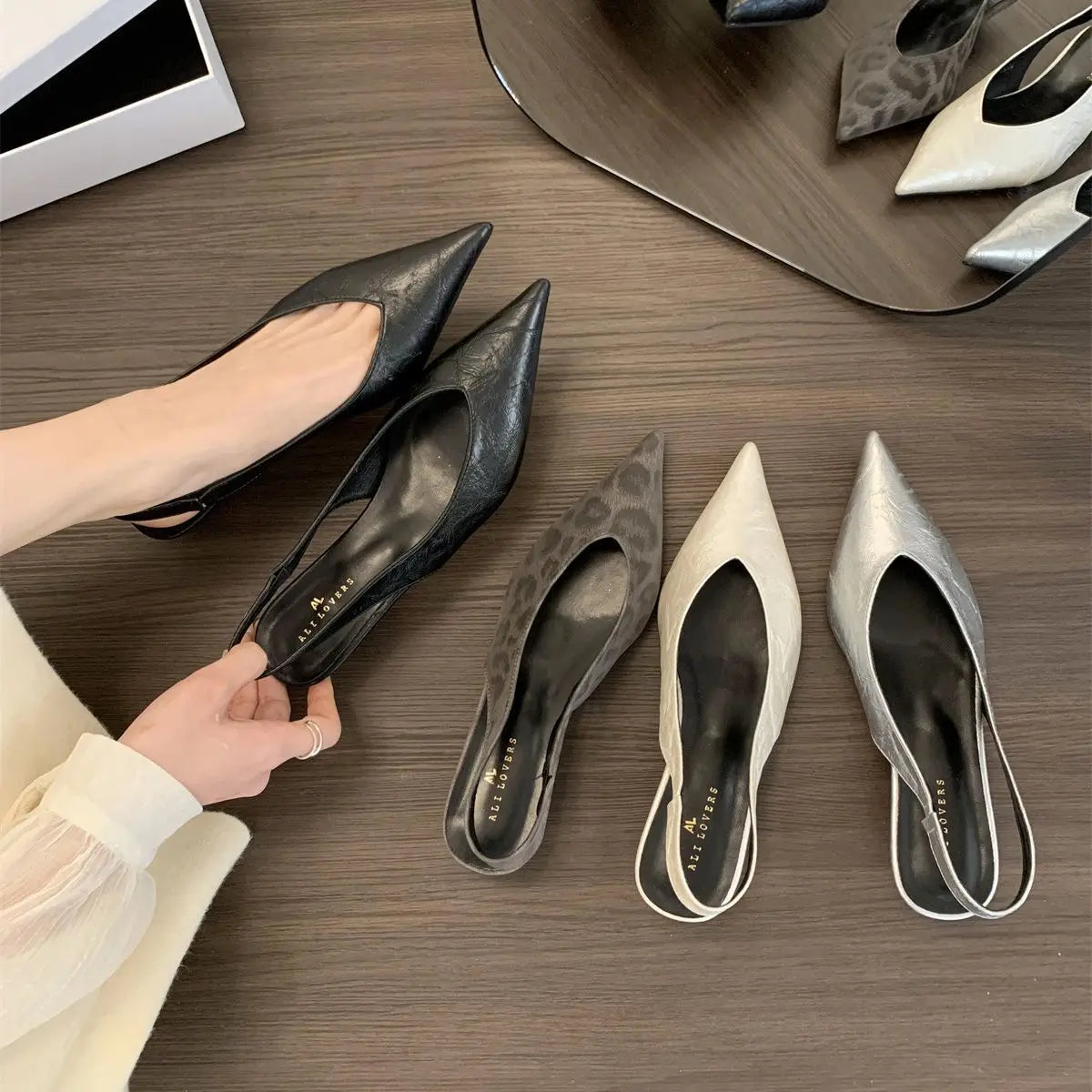Leopard Women Heeled Sandals Sexy Pointed Toe Woman Shoes Elegant Summer 2026 Fashion Slides Luxury Brands New Mujer Sandalias