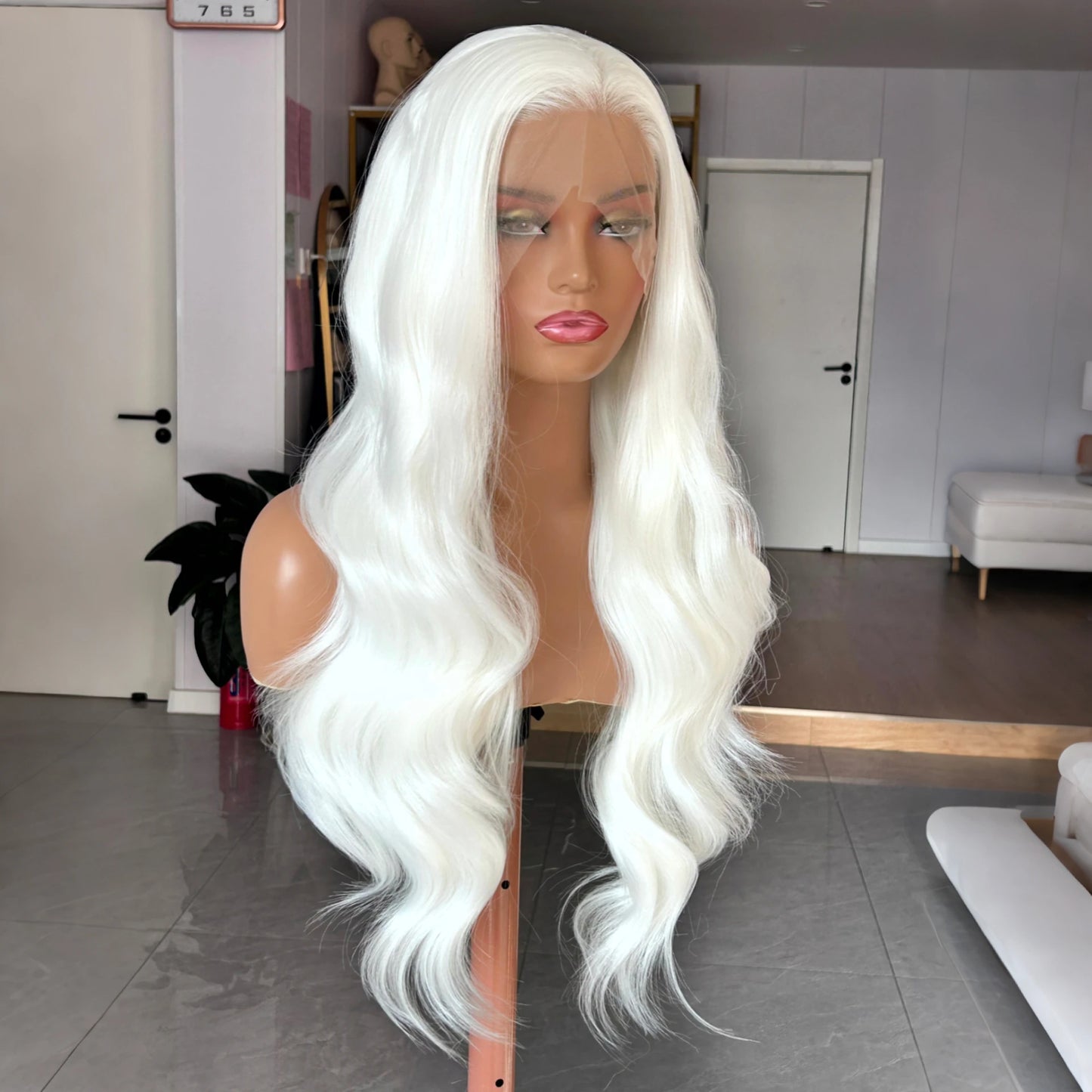 White Wig Natural Wavy Lace Synthetic Lace Front Wig Glueless Wigs Ready to Wear Long White Wig Glueless Lace Wigs for Women
