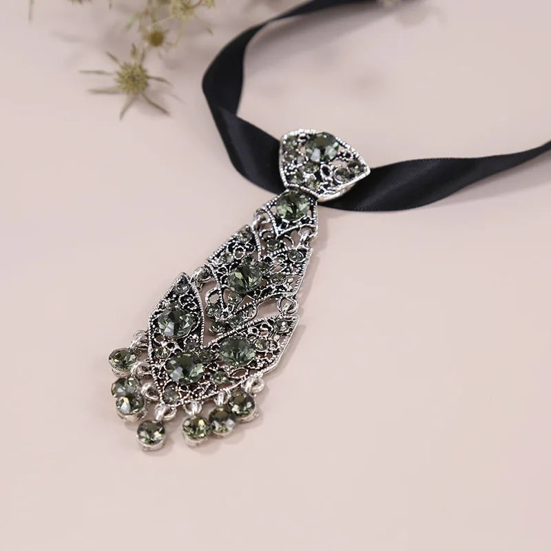 Diamond Tie Man Nacklace Personality Crystal Neckties Wedding Gentleman Metal Diamond Tie Clip Luxury Men Collar Accessories