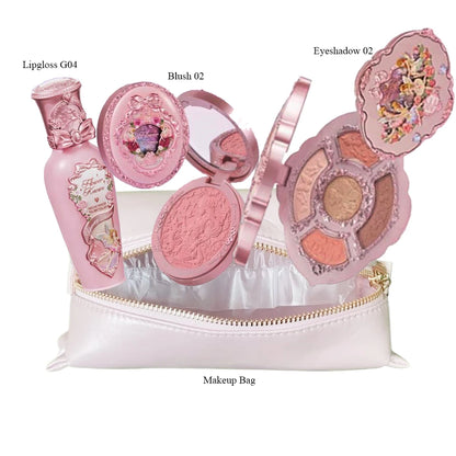 Flower Knows All In One Makeup Set Gift Box Garden Cushion Cream Foundation Matte Blush Long Lasting Velvet Lip Cream With Bag