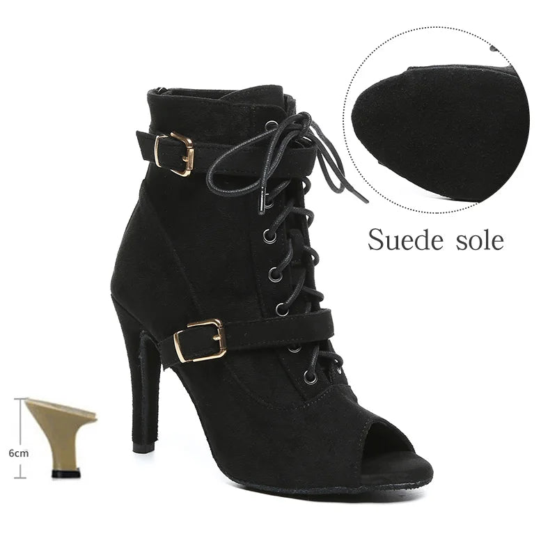 SWDZM New Ladies Dance Shoes Ballroom Dance Boots Denim Jazz Dance Shoes Girls Sexy Pole Dance Ballroom Dance Cowboy Boots