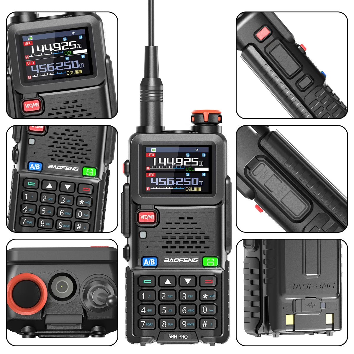 Baofeng UV-5RH PRO GPS Walkie Talkie Multi Band Wirless Copy Frequency NOAA Type-c Long Range UV-5R Tow Way Ham Radio