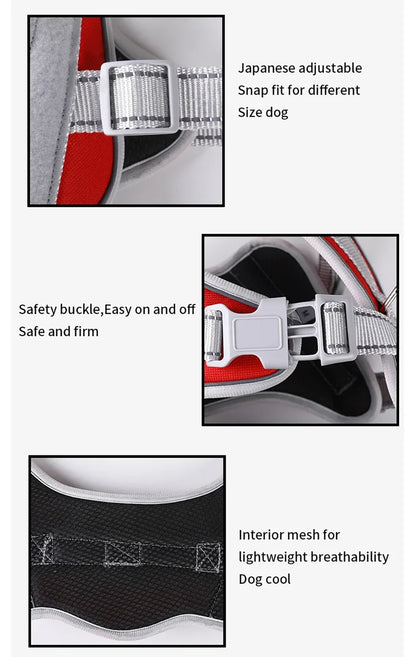 Adjustable Walking Dog Harness, Handle & Leash, No Pull Reflective Pet Vest, Soft Breathable Mesh, Suitable for Small & Big Dogs
