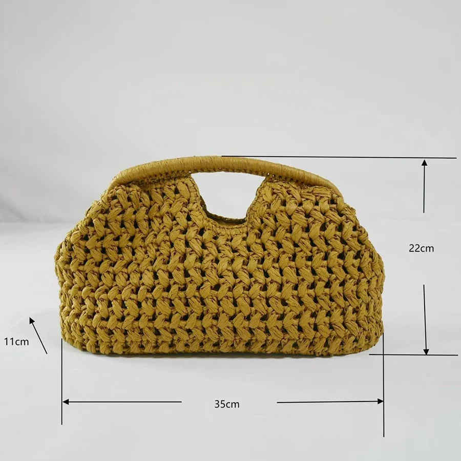 New Summer Beach Bag for Women Clutch Bag Luxury Designer Straw Bags Tote Handbag Fashion Woven Rattan Bags Female Travel Purse