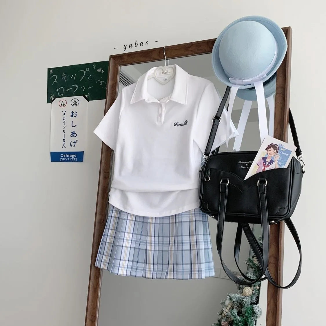 Japanese JK Uniform Polo Shirt and Skirt Suit Spring and Summer Wear Genuine All-match College Style Female Cute Lady Quiet