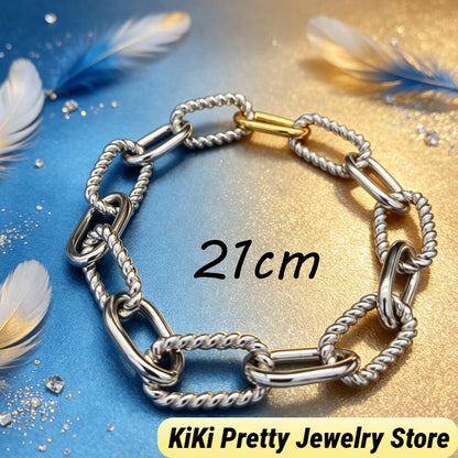 2026 New Dav High-Quality Bracelet Luxury Polished Gold Silver Tone Chain Bracelet Exquisite Craft Wrist Bangle for Formal Dinner & Dating