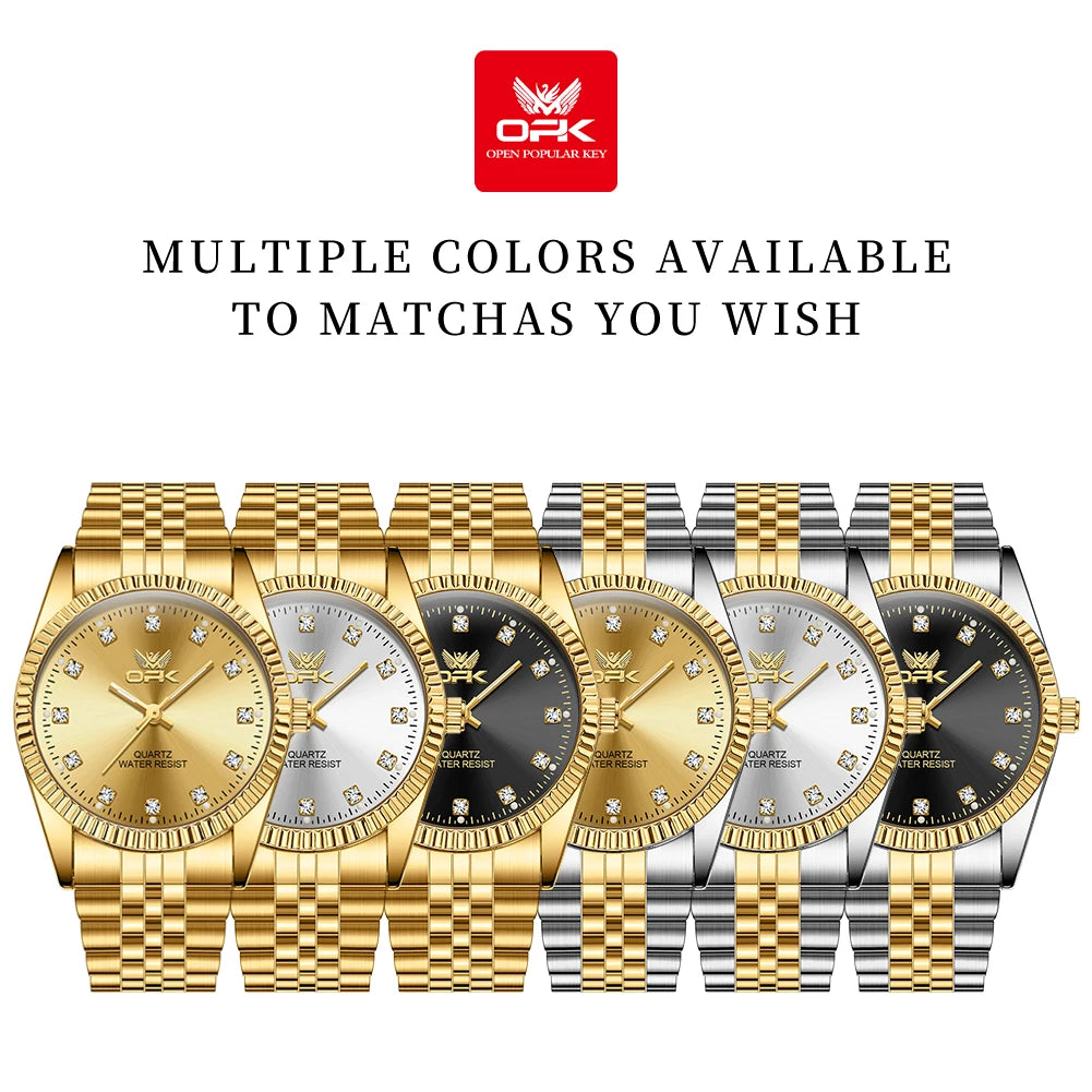 OPK 6027 Watches For Men Stainless Steel Quartz Watch Zircon Scale Wristwatch Waterproof Luminous  Automatic Watch Reloj Hombre