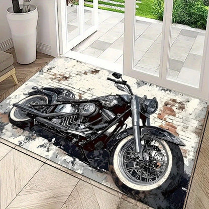 1pc Retro Classic Motorcycle Door Mat, Non-slip Floor Mat, Suitable for Living Room, Bedroom, Bathroom, Holiday Home Decoration