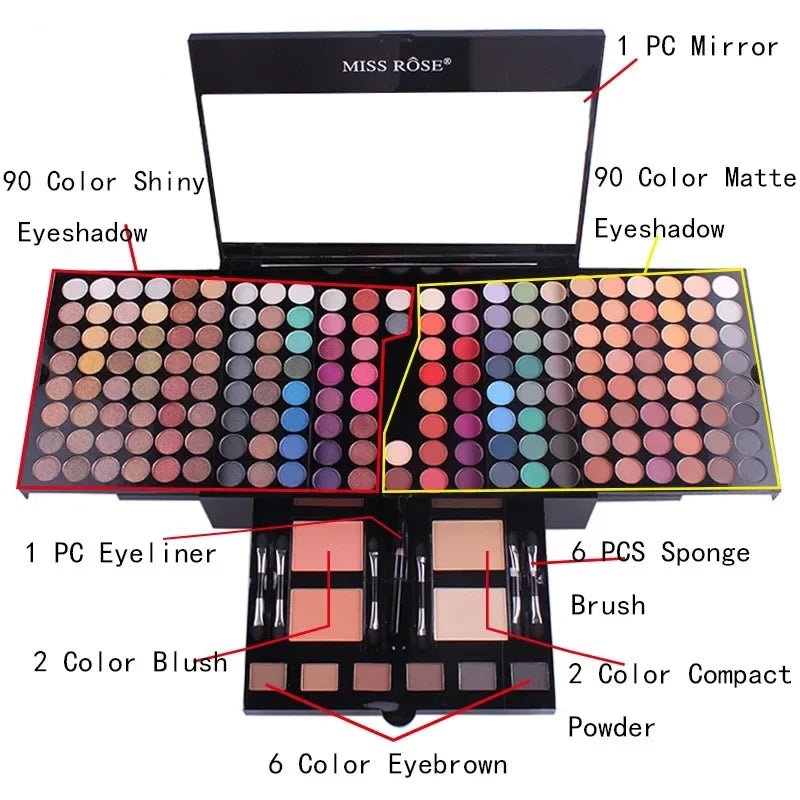 180 Colors Makeup Palette Gift Set Box Blush Lip Stick Long Lasting Cosmetics Kit Primer Luminous Make Up Set