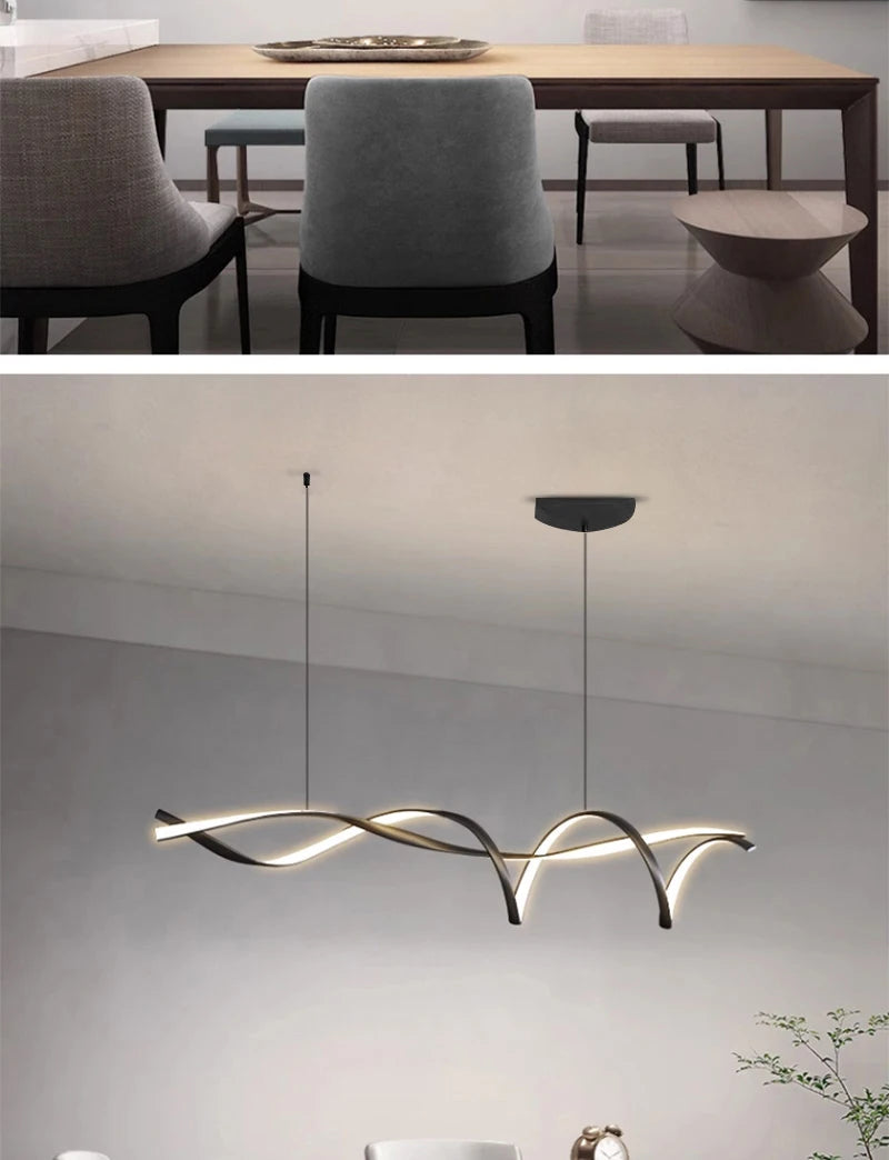 NEO Gleam Matte Black Modern Led Pendant Lights For Dining Room Kitchen Island Bar Room Indoor Hanging Pendant Lamp Fixtures