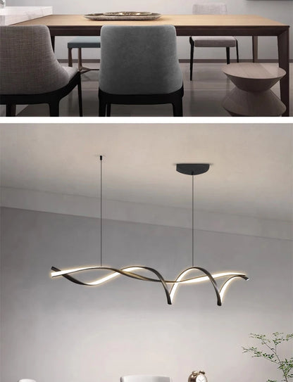 NEO Gleam Matte Black Modern Led Pendant Lights For Dining Room Kitchen Island Bar Room Indoor Hanging Pendant Lamp Fixtures
