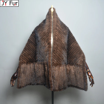 2026 Hot Sale Luxury Women's Real Mink Fur Scarf Lady Fashion Knitted Genuine Mink Fur Scarves Winter Warm Natural Fur Muffler