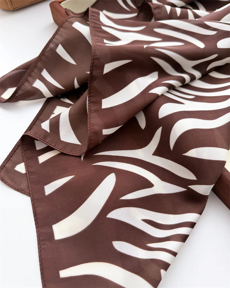 70*70cm Zebra Stripes Print Head Scarf for Women Silk Square Scarves Foulard Bandana Fashion Decorate Hijab Female Neckerchief