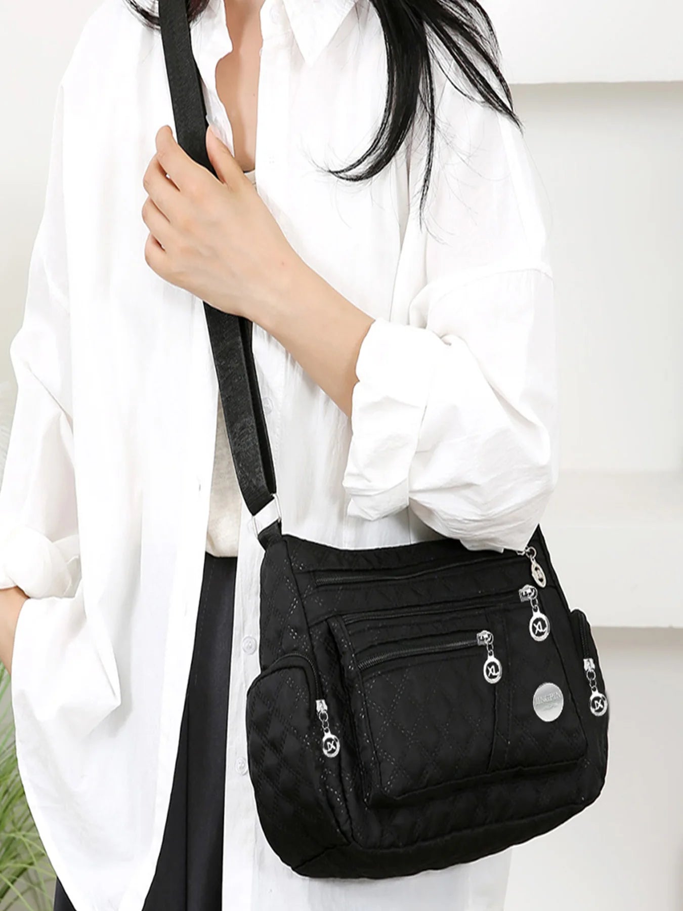 Square-Shaped, Versatile Men's and Women's Crossbody Bag, New Style Large Bag, Fabric Bag, Oxford Style Shoulder Bag, Fashionabl