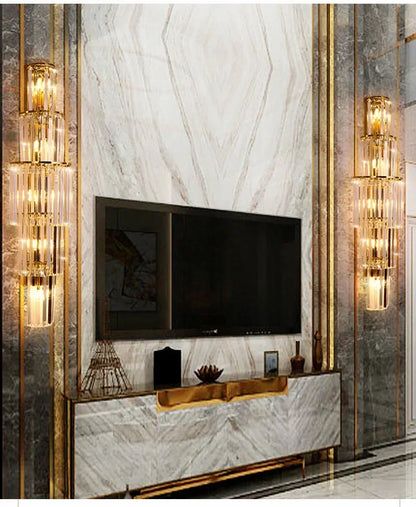 Luxury Hotel Lobby Large Big Crystal Wall Lamp for Club Hall Villa Living Room Bedroom Office Banquet Indoor Lighting Fixtures