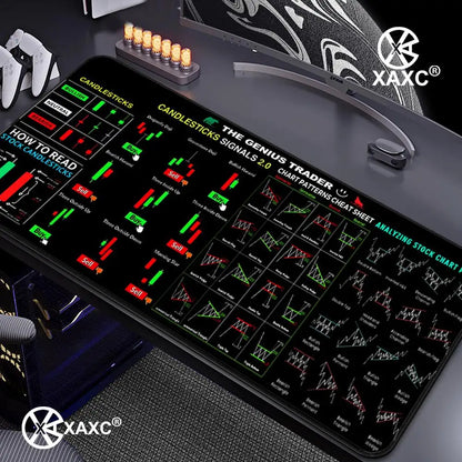 Stock market chart pattern forex XAXC Mouse Pad large keyboard mouse desk pad non-slip rubber gaming mouse pad