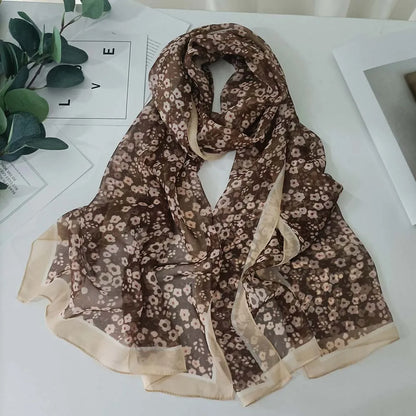 Small Flower Full of Stars Print Women Elegant Chiffon Georgette Bandana Scarf Summer Beach Sunscreen Thin Hijab Shawl