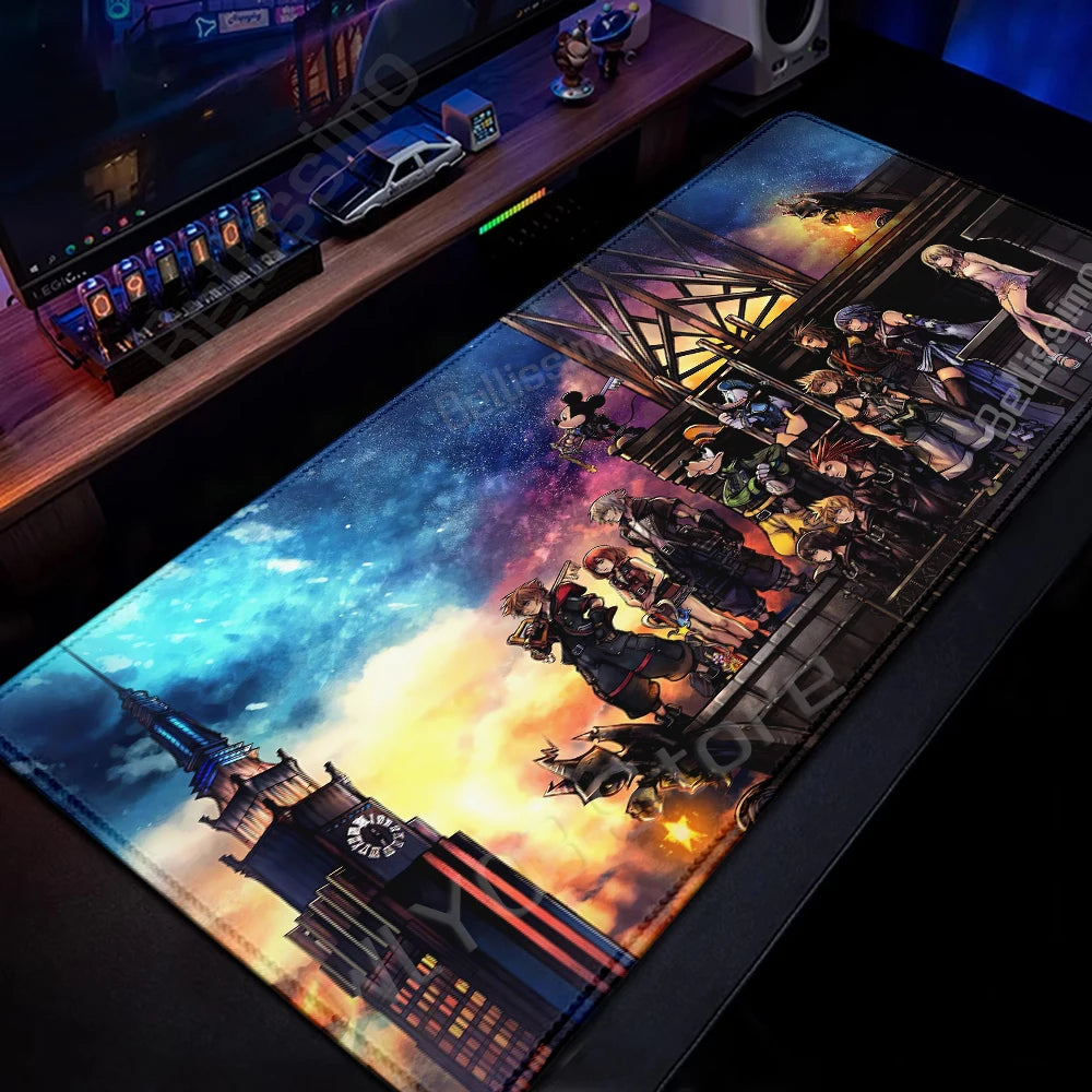 Extended Mouse Pad Anime Black Desk Mat PC K-kingdom H-hearts Keyboard Pad Laptop Gaming Accessories Table Play Mat XXL Mousepad