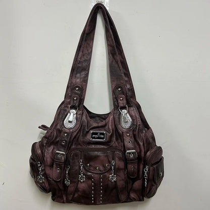 Vintage Women Bag Large Handbags Satchel Top-handle PU Shoulder Bag Vintage Dumpling Pack Multi-pockets Shoulder Bags Purse