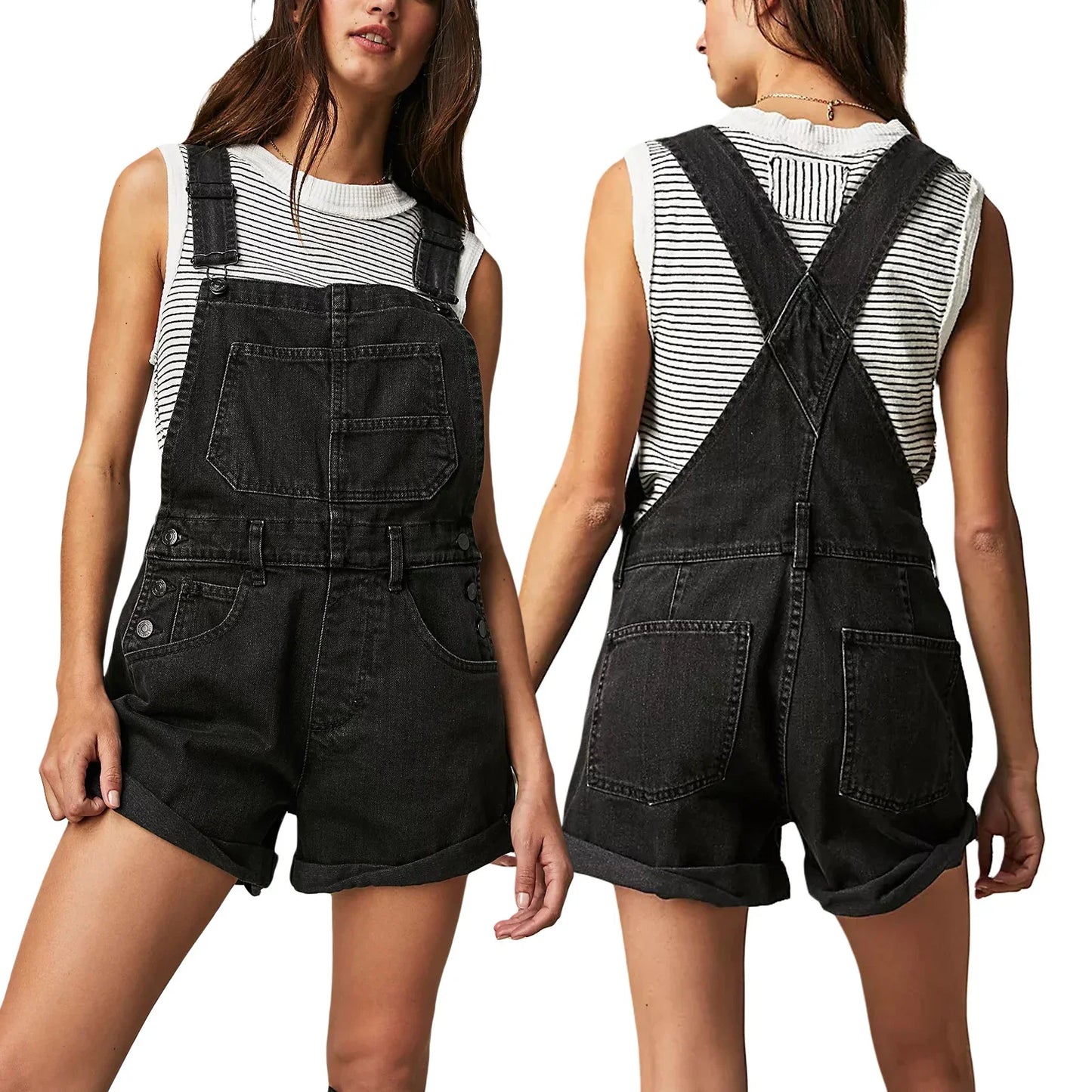 Summer Y2k Denim Jumpsuits for Women Straight Leg Stretch Jeans Dungarees Bib Overalls Regular Fit with Adjustable Straps
