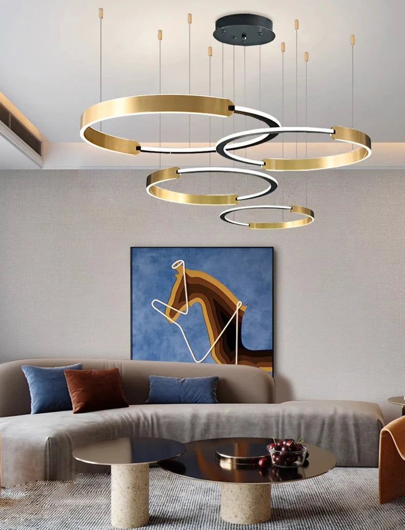 Modern rings long Pendant lights led Chandeliers for living room 2023 indoor lighting Ceiling lamp interior lighting Chandeliers