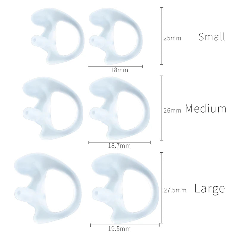 Semi Clear Soft 2-Way Radio Ear Mold Replacing Earpiece Insert for Acoustic Coil Tube Audio Kits, Small Medium Large, 1Pair